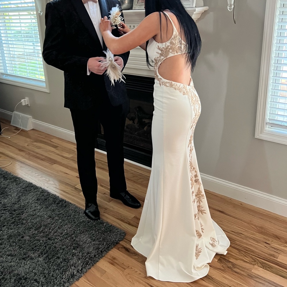 Gorgeous white and rose gold prom/evening gown